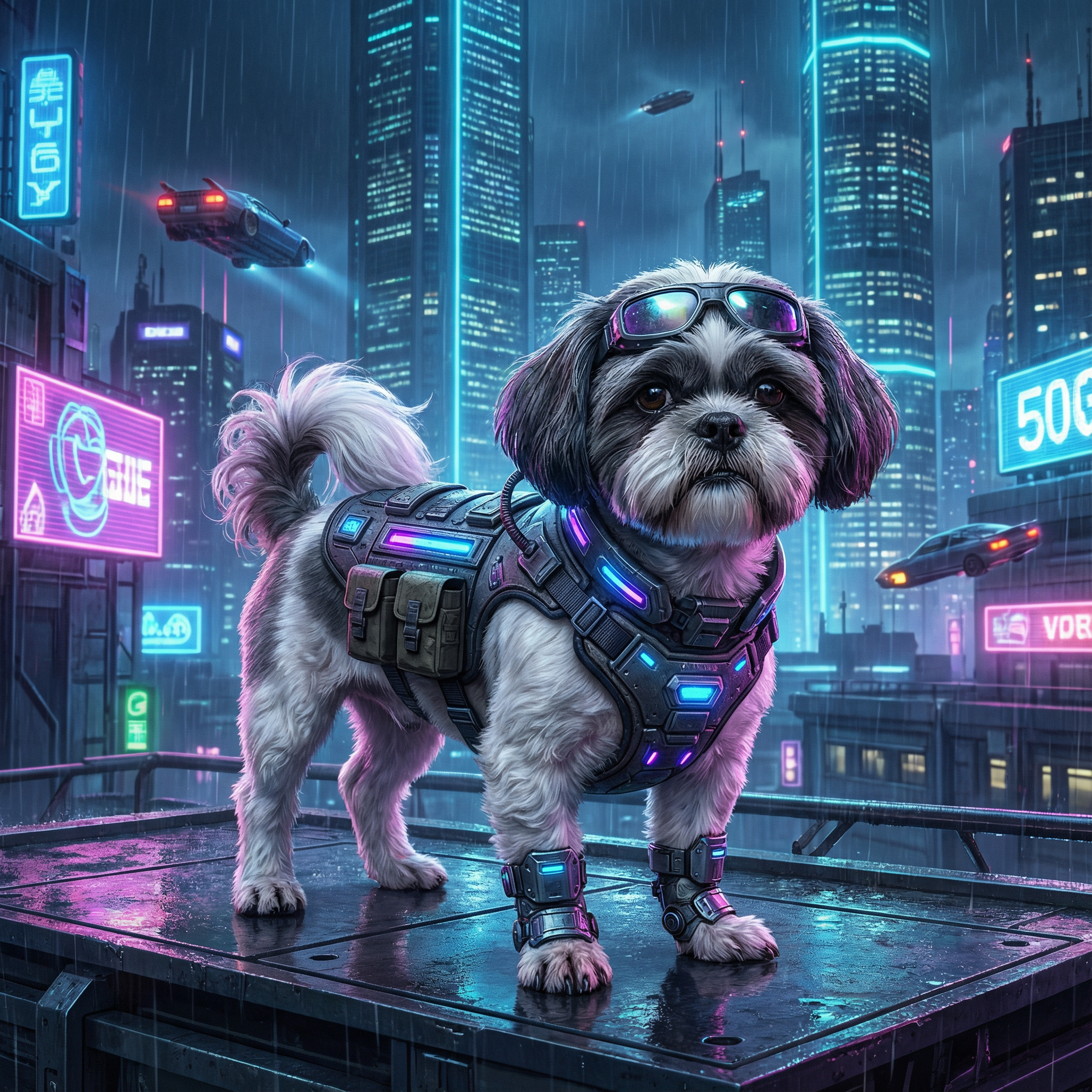 Cyberpunk Pet Portraits | Futuristic Neon Art | Hairy Roommate